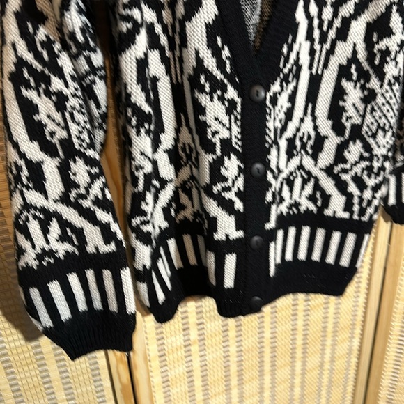 Jamie Scott Vintage 1990s Y2K Black White William Morris Pattern Cardigan Small - Picture 3 of 16